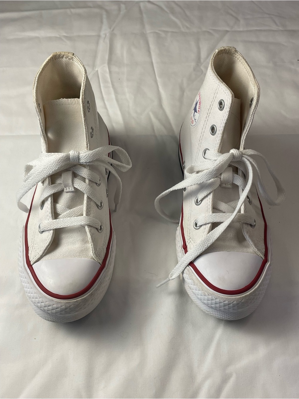 Converse Kids White High-Top Sneakers with Red Trim